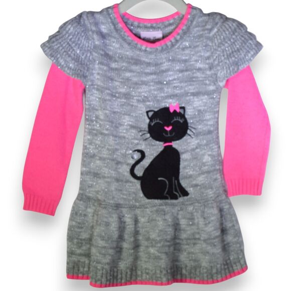 3T Little Lass Sparkly Cat Soft Sweater and Sparkly Black Leggings Outfit Set - Picture 2 of 9